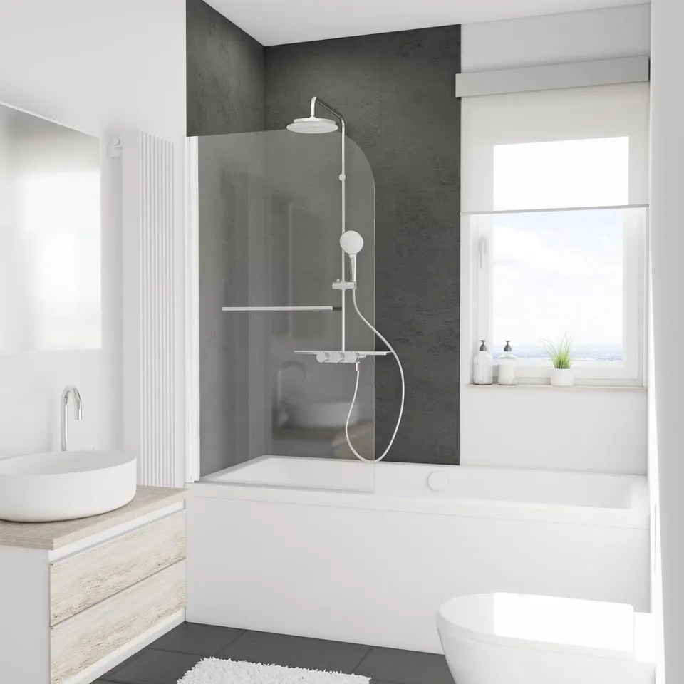 schulte-pare-baignoire-80x140-cm-blanc-pivotant-verre-5-mm image 1