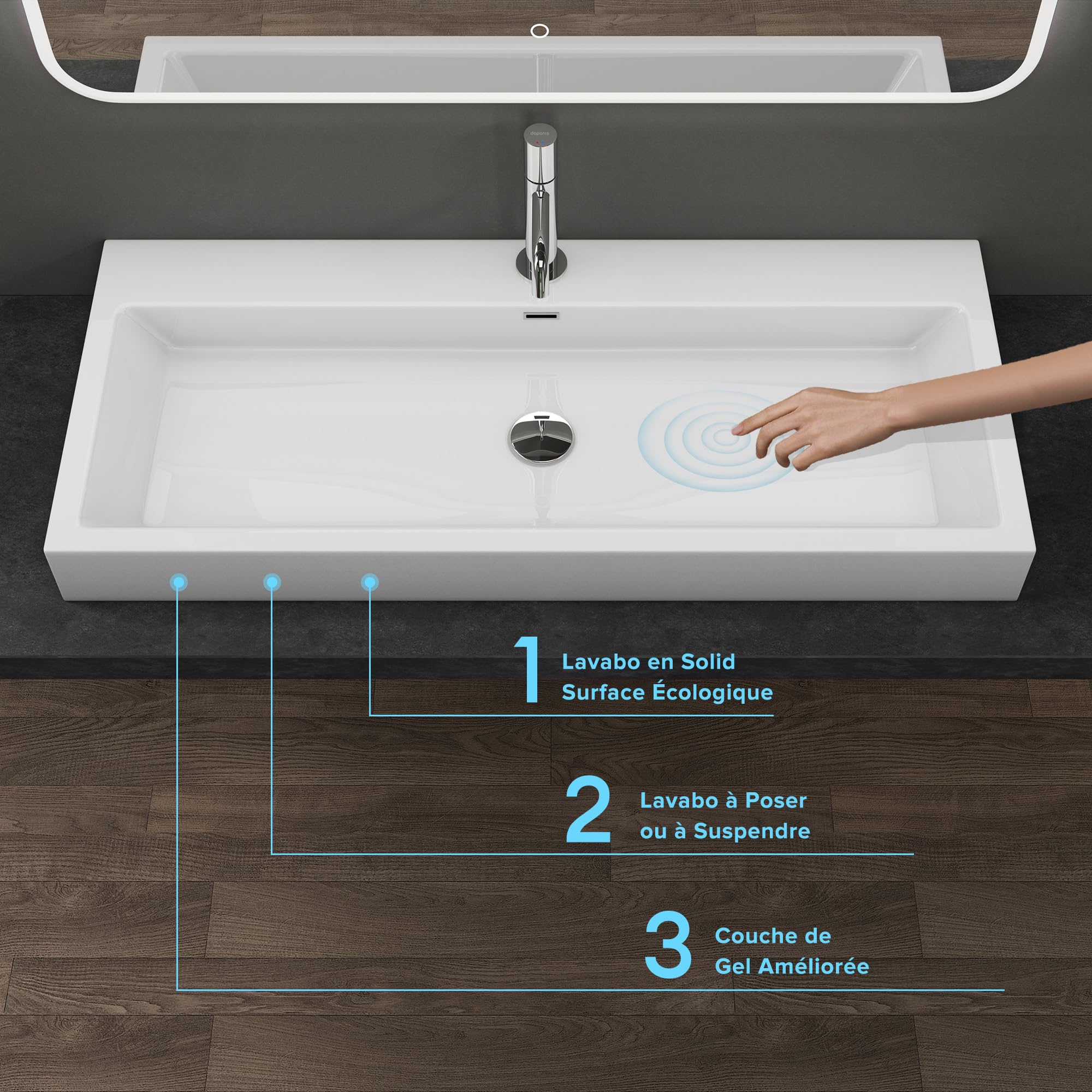 doporro-mineralguss-100x42x10cm-vasque-poser-blanc-monobloc image 2